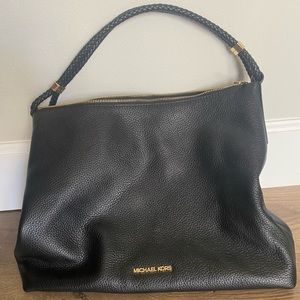Micheal Kors Black Lexington Pebbled Leather Shoulder Bag